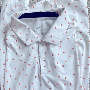 Nike polo, white with orange flowers